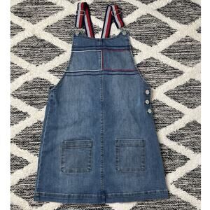 Tommy Hilfiger Girls Denim Jean Overall Skirtall Jumper Logo Americana Sz 12/14